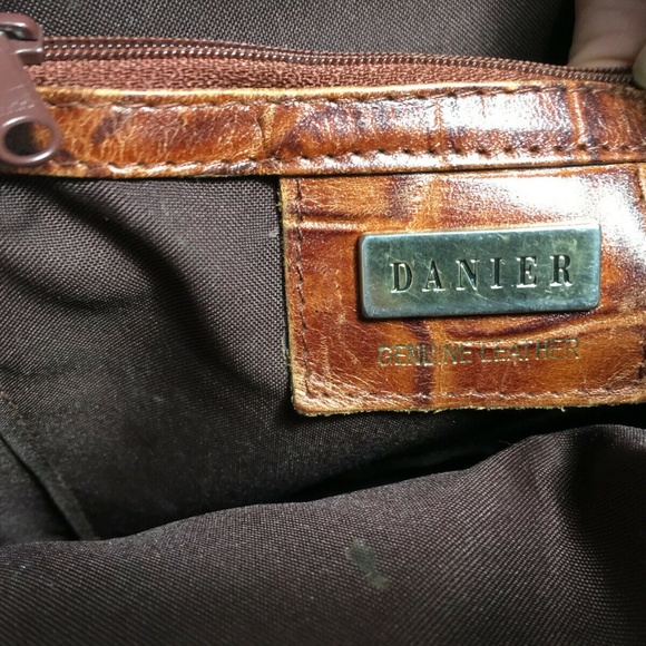 DANIER Tote Bag Crossbody Brown Texture Lizard - Picture 4 of 7